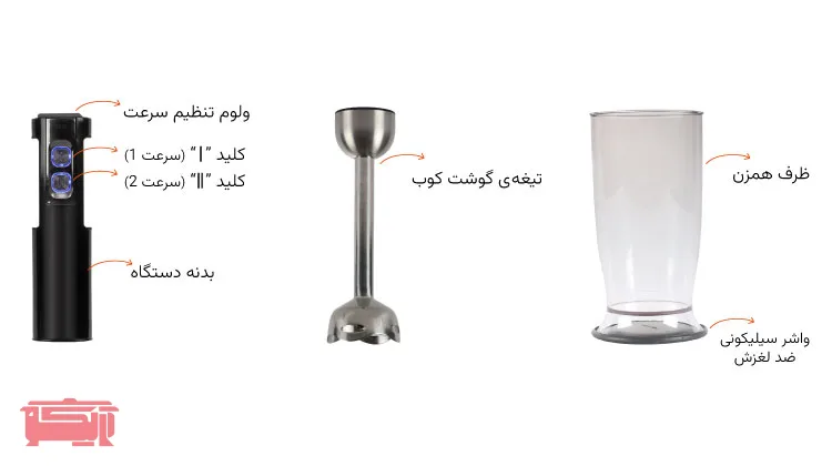 راهنمای معرفی قطعات گوشت کوب برقی ناساالکتریک مدل NS_992