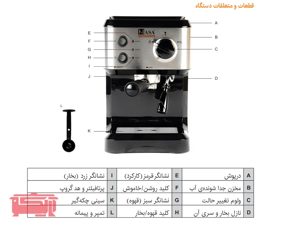 طرزکار اسپرسوساز ناسا الکتریک 529
